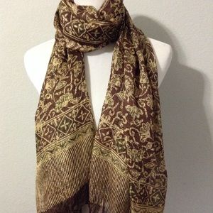 Batik Brown Silk Scarf - JS 301